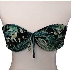Beach Joy Womens SZ Small Green Palm Leaf Strapless Bikini Swim Top